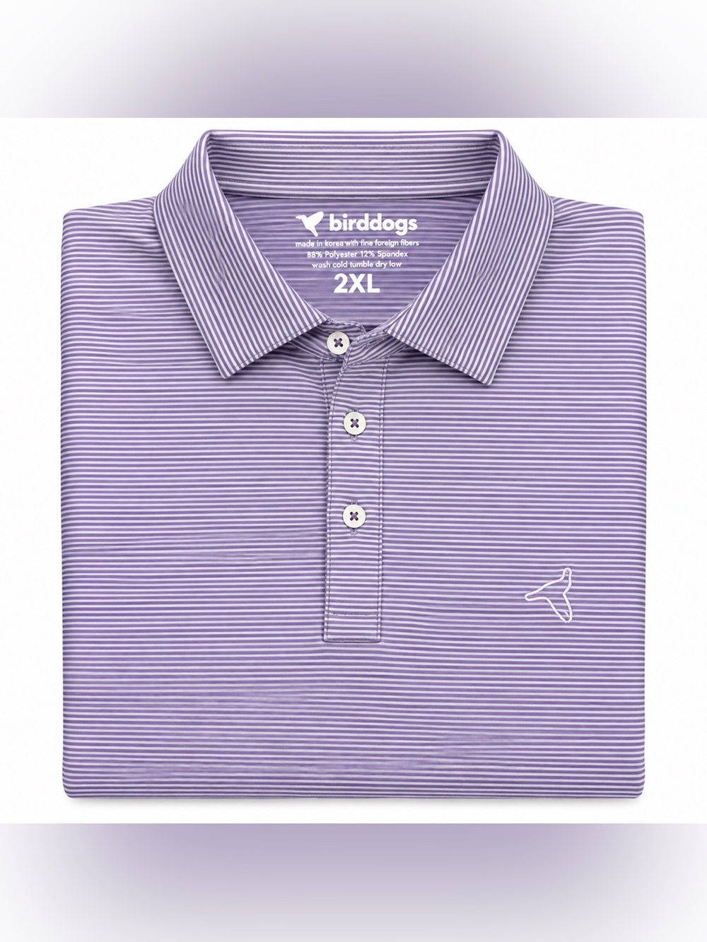 Birddogs 2XL Performance Golf Polo Purple Pinstripe Stretch Athletic Shirt